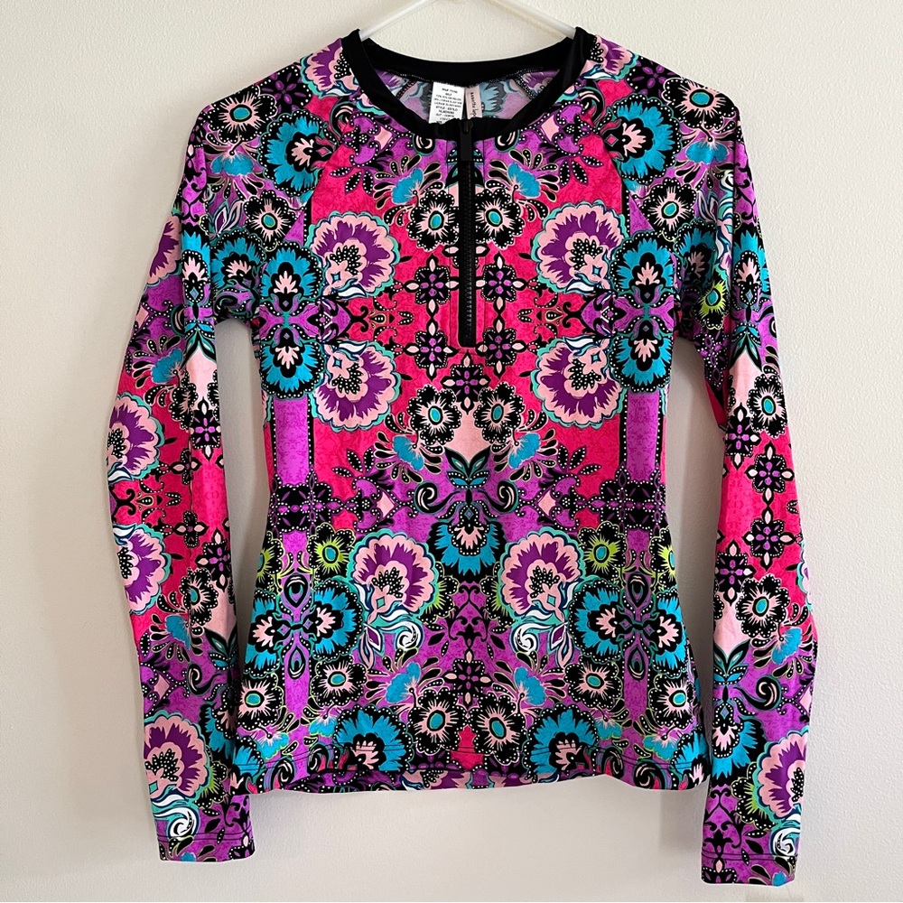 NWT Nanette Lepore Bali Batik Rash Guard Swimsuit Top Small